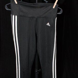 Adidas Climalite Black with White Stripes Womens S Small Exercise pants Leggings